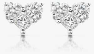 Earrings Delicate Illusion Heart Shape Diamond Stud - Pave Heart Earrings