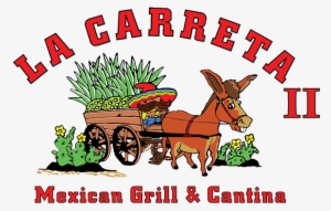 La Carreta Ii Logo, Donkey Pullling A Wagon Man Steering - Man And Donkey Logo