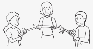 Back Three People Rotating A Rope Tied In Loop For - Art