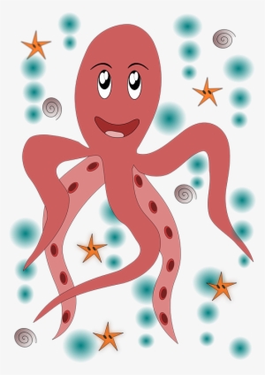 Clipart Of A Cute Cartoon Pink Octopus And Purple Squid - Gambar Cumi Cumi Animasi