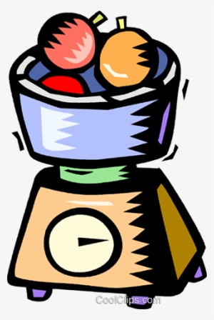 Bowl Of Fruit On A Kitchen Scale Royalty Free Vector