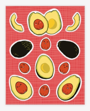 Adorable Kawaii Avocados Sticker/decal Sheet - Sticker