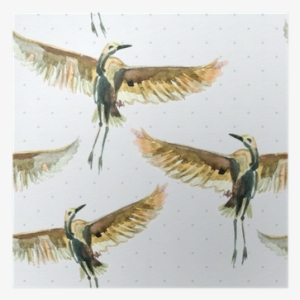 Seamless Texture With Watercolor Birds Poster • Pixers® - Flock