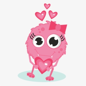 Girl Monster In Love Svg Cutting Files Valentines Day - Valentines Day Monster Clipart