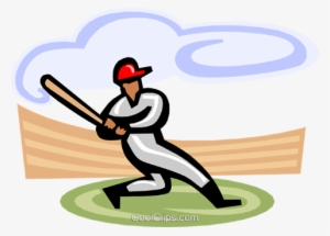 Baseball Player At Bat Royalty Free Vector Clip Art - Baseball Diamond Is A Square 90 Ft St Base To Third