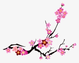 Chinese Style Red Flower Element - Cherry Blossom Vector Png