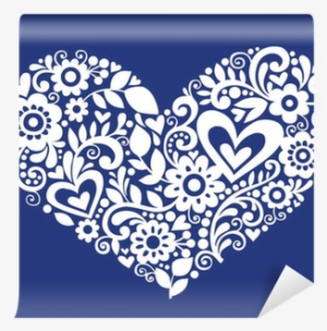 Flower And Vines Valentines Heart Vector Wall Mural - Arabescos Com Coração E Flores