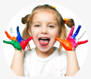 A Baby Girl With A Painted Hands - Baby Painting Images Png