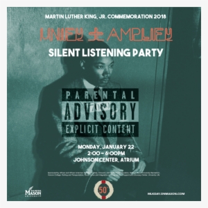 At The Unify Amplify Silent Listening Party, We Will - Tin Sign: Parental Advisory, 40x30cm.