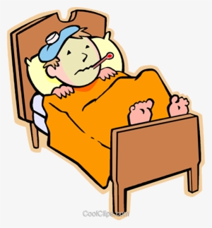 Boy Sick In Bed With The Flu Royalty Free Vector Clip - Sick Cartoon Png
