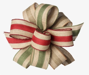 Burlap Ribbon W/two-tone Center And Colored Edge Bow - Tartan