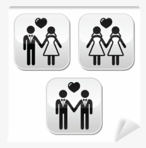 Wedding Married Hetero And Gay Couple Buttons Wall - Same-sex Marriage