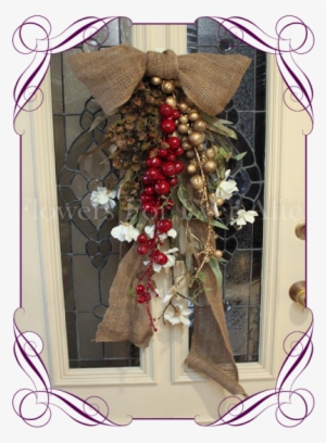 Rustic Burlap With Gold And Red Pods With Eucalytpus - Melbourne