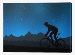 Silhouette Of The Cyclist Riding A Road Bike In Night - Wagner Magnesium Forte Daily 50 Capsules M1699665