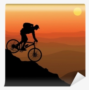 Silhouette Of A Cyclist With Sunset Background Wall - Mountain Biking Good Time Inspirational Twin Duvet