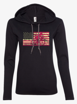 Female Cyclist Silhouette On The American Flag Ladies