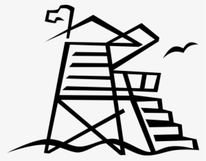 Vector Illustration Of Lifeguard Tower On Beach To - Lifeguard Tower Clipart
