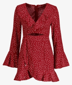 Cut Ruffles Dress Cherry M Out Red Dots Brqbr - Dress