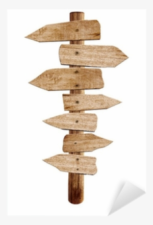 Old Wooden Arrow Road Sign Isolated Sticker • Pixers® - Sign