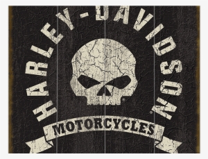Harley Davidson Skull Square Wood Sign Old Wood Signs - Harley Davidson Skull