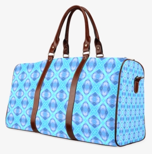 Abstract Circles Arches Lattice Aqua Blue Waterproof - Side Luggage Bag