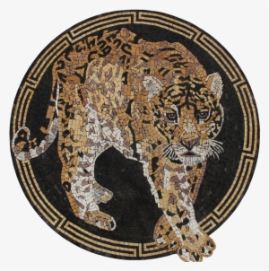 Wild Leopard Medallion With Greek Border Mosaic - Perhubungan Laut