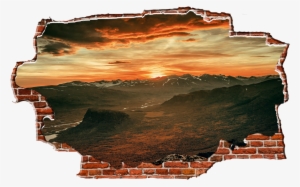 Zapwalls Decals Sunset Mountainside Red Clouds Breaking - New York Brooklyn Bridge Skyline Brick (51" X 30")