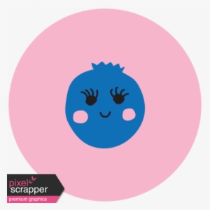 Cute Fruits Print Circle Blueberry - Digital Scrapbooking