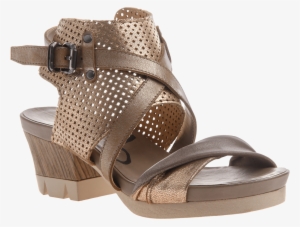 Take Off Block Heel Sandal In Gold - Slide Sandal