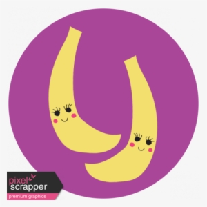 Cute Fruits Print Circle Banana - Digital Scrapbooking