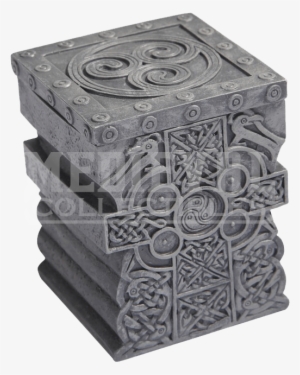 Small Celtic Cross Keepsake Jewelry Resin Box Faux