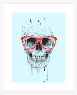 Skull With Red Glasses Art Print - Schädel Mit Roten Gläsern Mousepads