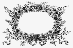 Folk Clipart Vintage Floral Wreath - Black And White Christmas Wreath