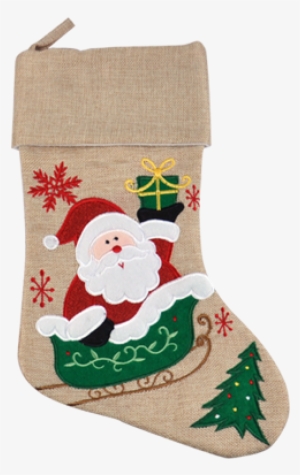 003 - 18" Burlap Christmas Stockings Set Of 3