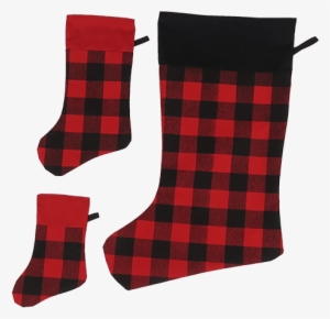Red Tartan Christmas Stockings - Textile