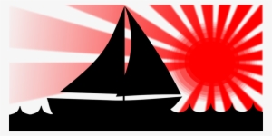 Sailing, Sailboat, Sunset, Sunrise - Red Sun Tattoo