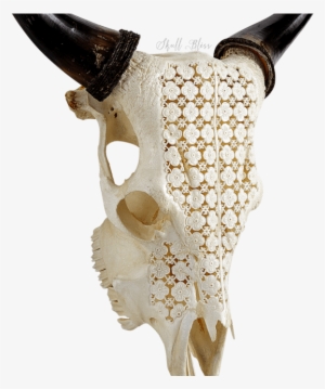 Carved Cow Skull - Xl Horns