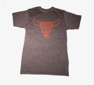 Mens Brown T-shirt Orange Skull - Texas Longhorn