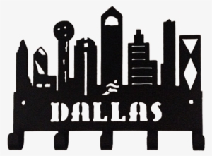 Dallas Skyline Buildings Black 5 Hook Medal Display - Dallas Skyline Vector