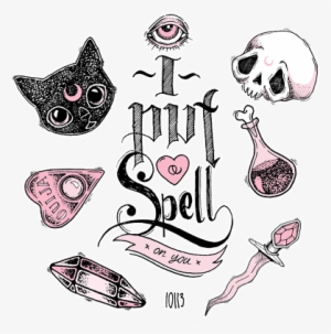 Skulls Cute Kawaii Eye Pink Crystal Spells Witchcraft - Hocus Pocus Tattoo Ideas