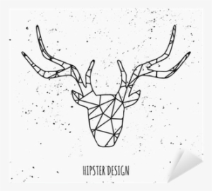 Stylized Deer Head Silhouette Design Sticker • Pixers® - Geometric Deer Head Vector