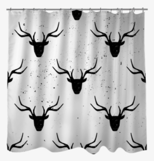 Deer Head Silhouette Seamless Pattern Shower Curtain - Reindeer With Ornaments - Tote Bags