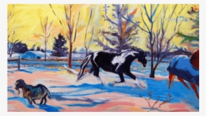 Horses On A Winter Evening - Horse