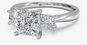 Stylish Princess Cut Diamond Ring Mountings Three - Three Stone Engagement Ring Round