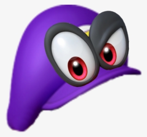 Cappy On Waluigi's Cap - Waluigi Hat Transparent