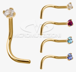18k Gold Prong Set Jewelled Nose Stud Nose Studs & - Nose Piercing