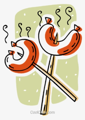 Salchichas Cocidas En Los Pinchos Libres De Derechos - Wurst Am Spiess Clipart