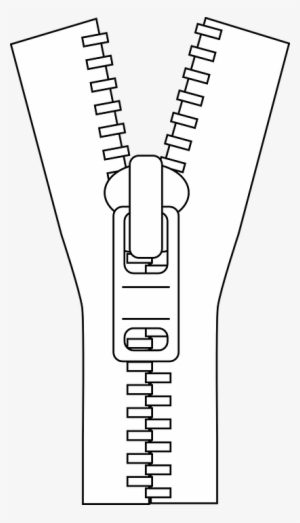 Zipper, Fastener, Gray, White, Outlines, Clothing - Zipper Clip Art Black And White