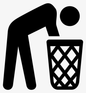 It's A Figure Of A Man Leaning Over Into A Garbage - Reuse Black And White