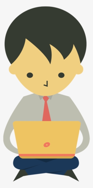 Cartoon Businessman With His Laptop - Cartoon With Laptop Png